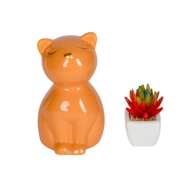 Urns Pet Ashes – Orange Ceramic Cat for a Gentle Goodbye
