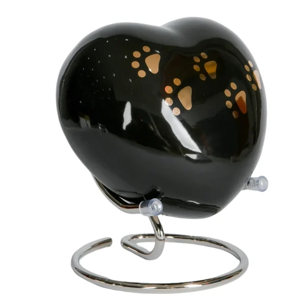 Ceramic Pet Urn for Ashes – Black Memorial Urn with Metal Stand - 图片 2