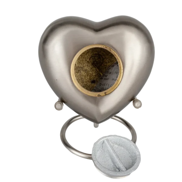 silver Large Dog Urn – Handcrafted Silver Brass Pet Urn with Paw Print Heart