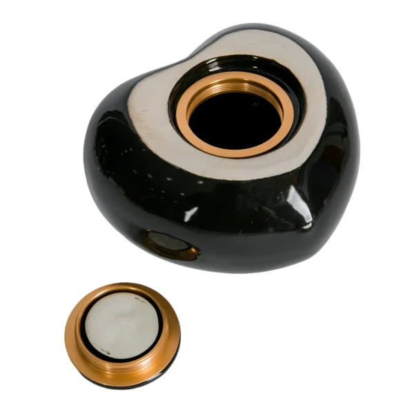 Ceramic Pet Urn for Ashes – Black Memorial Urn with Metal Stand - 图片 3