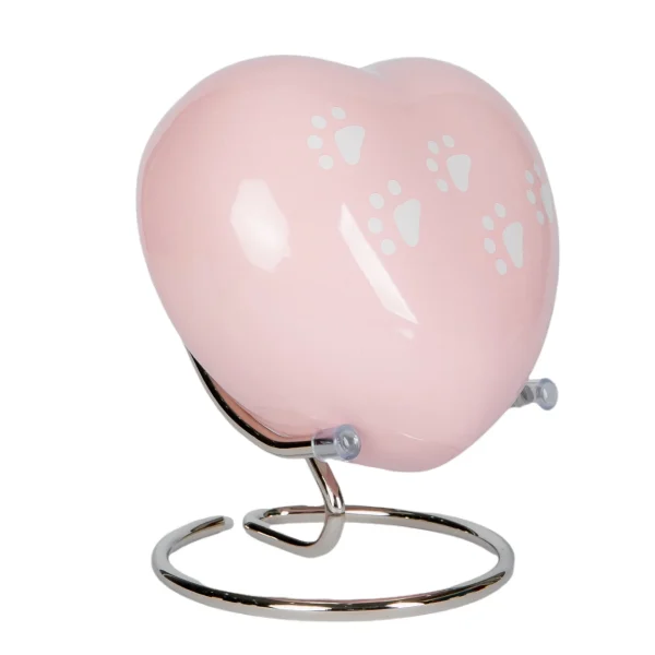 Personalized Pet Urns for Dogs – Pink Ceramic Urn with Paw Prints